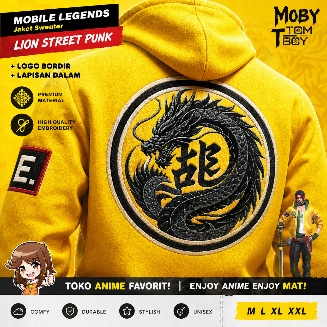 Detail Bordir Naga Belakang
